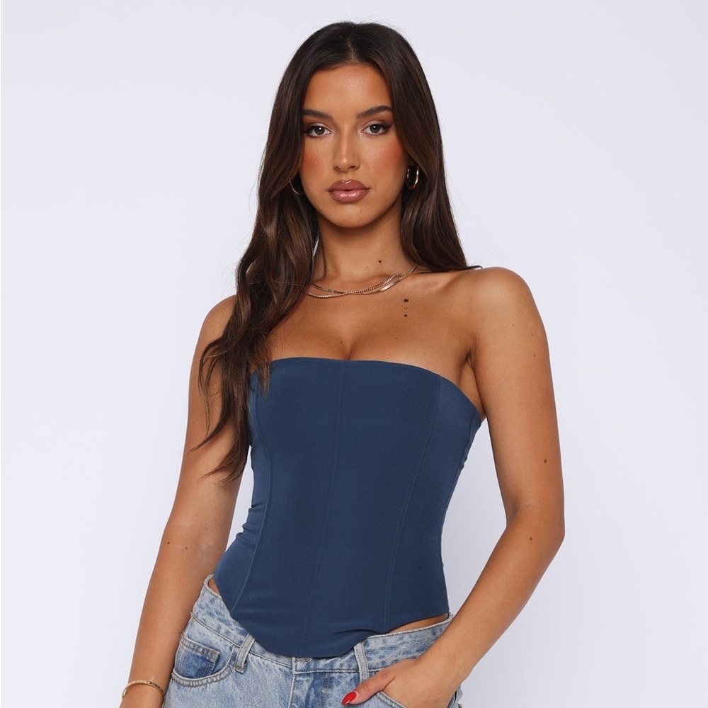 White Fox Blue Lace-Up Corset